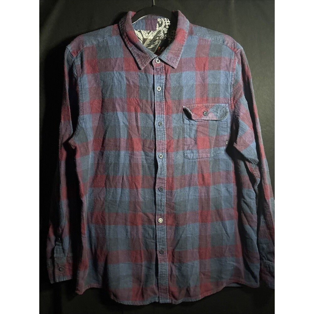 Amplify Buffalo Check Flannel Long Sleeve Shirt Mens Size XL Maroon Blue